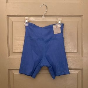 *NEW* Forever21 Ribbed High-Rise Biker Shorts Blue Size XS